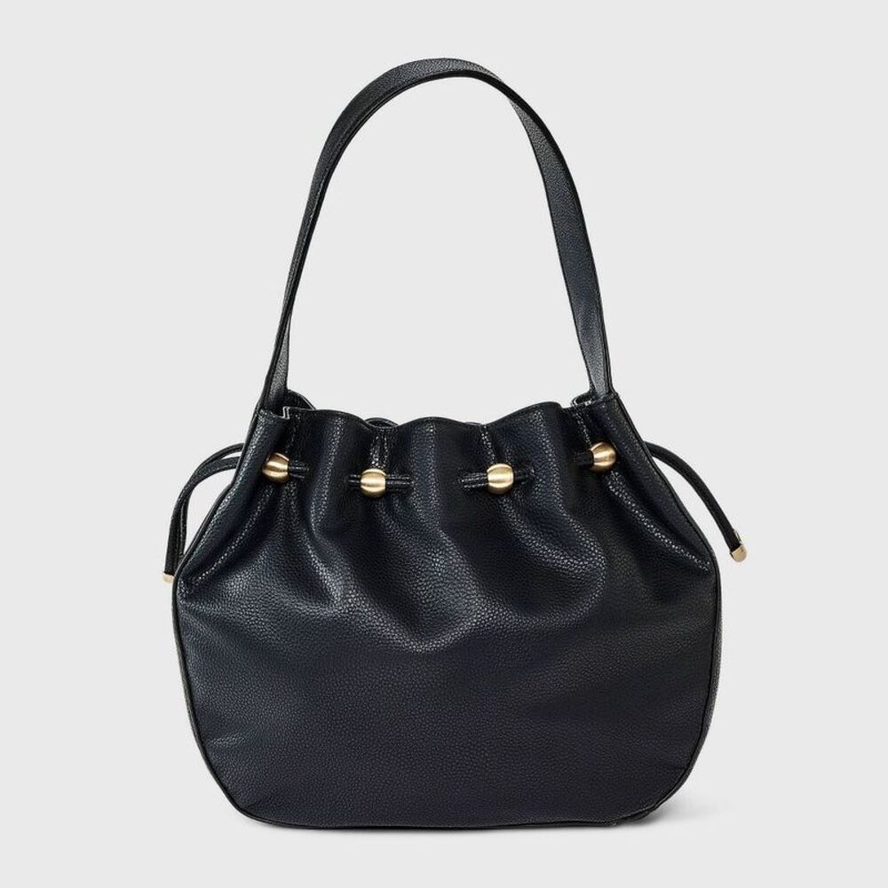 A New Day - Drawstring Bucket Handbag - A New Day Black Black